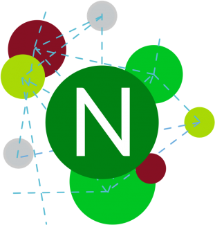 Nachhaltigkeitsbüro-Logo Netz auf Bubbles mit N