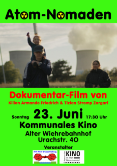 Plakat zur Filmvorführung 'Atom-Nomaden'