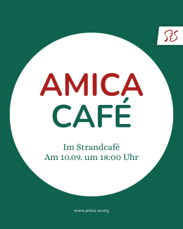 Invitation to the next AMICA Café on the 10th of September at 6pm.